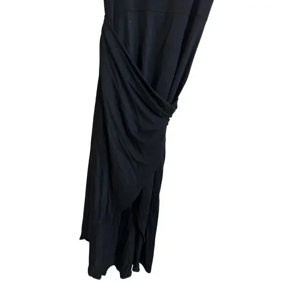 Reformation Kaila Knit Wrap Dress Tulip Hem Black Womans Medium - Picture 8 of 8